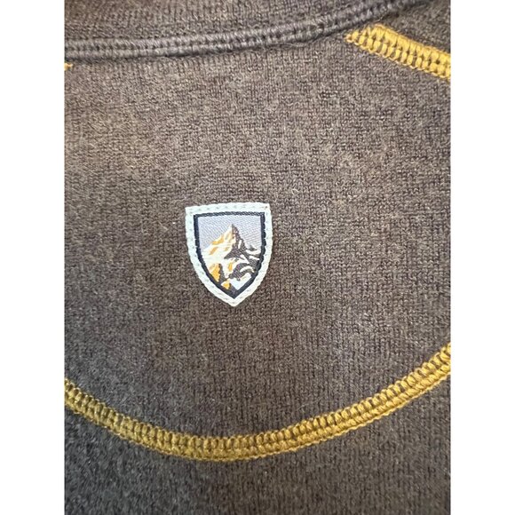 Kuhl Deer Valley Brown Fleece Full-Zip Jacket With Yellow Stripes Mens Size L Wa - Picture 6 of 12